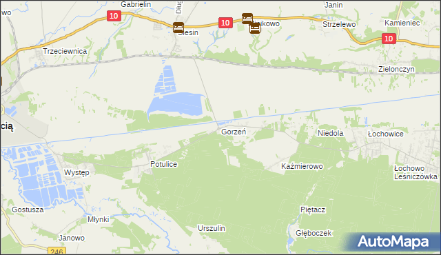 mapa Gorzeń gmina Nakło nad Notecią, Gorzeń gmina Nakło nad Notecią na mapie Targeo