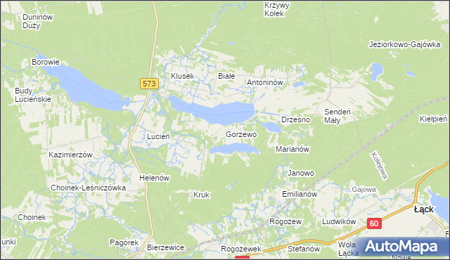 mapa Gorzewo gmina Gostynin, Gorzewo gmina Gostynin na mapie Targeo