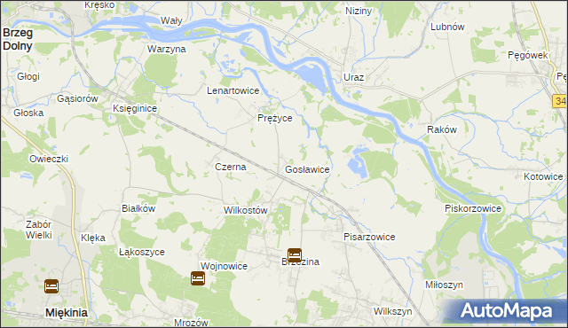 mapa Gosławice gmina Miękinia, Gosławice gmina Miękinia na mapie Targeo