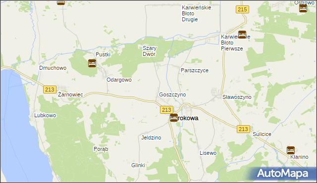 mapa Goszczyno gmina Krokowa, Goszczyno gmina Krokowa na mapie Targeo