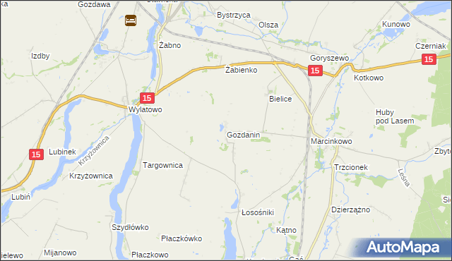 mapa Gozdanin gmina Mogilno, Gozdanin gmina Mogilno na mapie Targeo