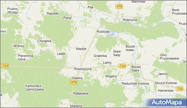 mapa Grabinka gmina Warta, Grabinka gmina Warta na mapie Targeo
