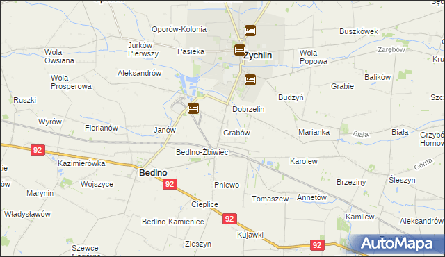 mapa Grabów gmina Żychlin, Grabów gmina Żychlin na mapie Targeo