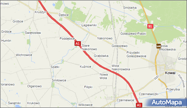 mapa Grabówka gmina Choceń, Grabówka gmina Choceń na mapie Targeo