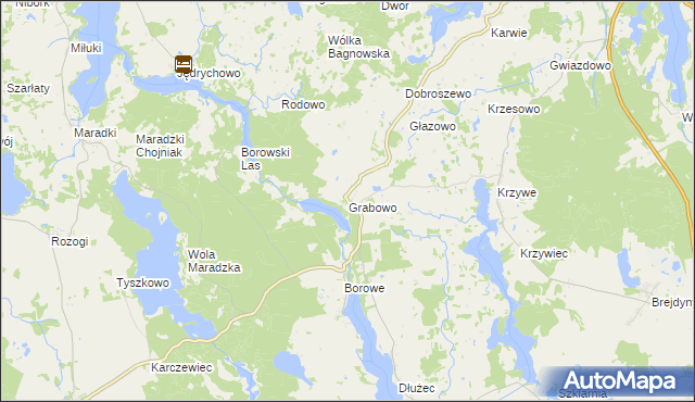 mapa Grabowo gmina Mrągowo, Grabowo gmina Mrągowo na mapie Targeo