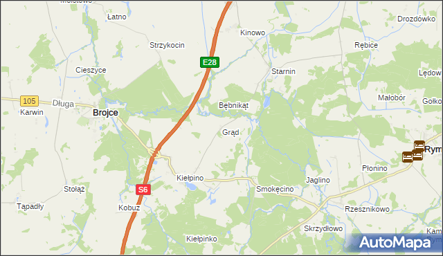 mapa Grąd gmina Brojce, Grąd gmina Brojce na mapie Targeo