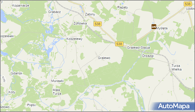 mapa Gralewo gmina Płośnica, Gralewo gmina Płośnica na mapie Targeo