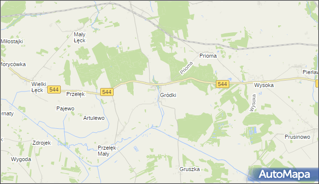 mapa Gródki gmina Płośnica, Gródki gmina Płośnica na mapie Targeo