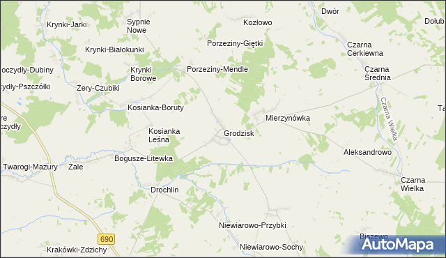 mapa Grodzisk powiat siemiatycki, Grodzisk powiat siemiatycki na mapie Targeo