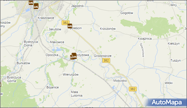 mapa Grodziszcze gmina Świdnica, Grodziszcze gmina Świdnica na mapie Targeo