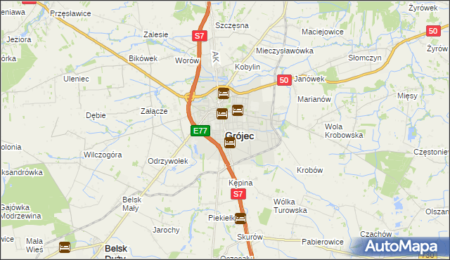 mapa Grójec, Grójec na mapie Targeo