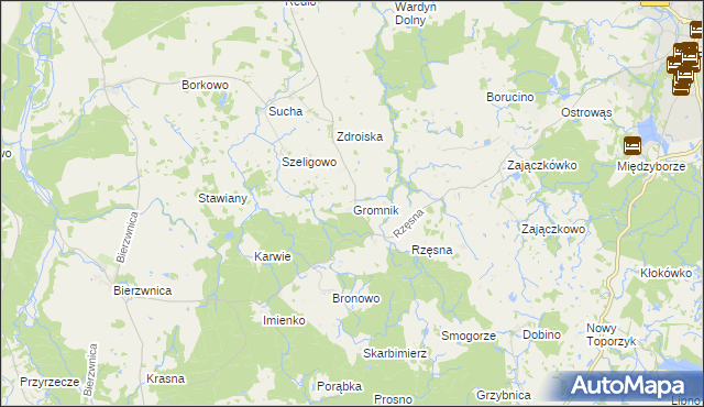 mapa Gromnik gmina Połczyn-Zdrój, Gromnik gmina Połczyn-Zdrój na mapie Targeo