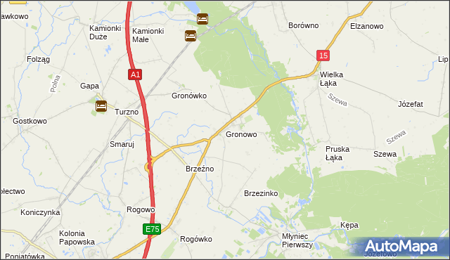 mapa Gronowo gmina Lubicz, Gronowo gmina Lubicz na mapie Targeo