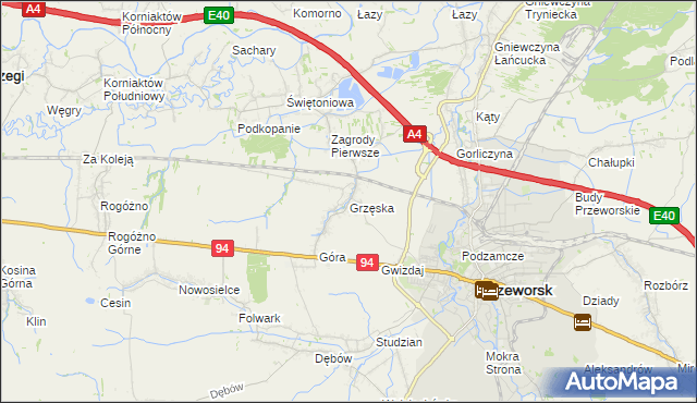 mapa Grzęska, Grzęska na mapie Targeo