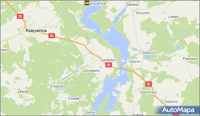 mapa Gwieździn, Gwieździn na mapie Targeo