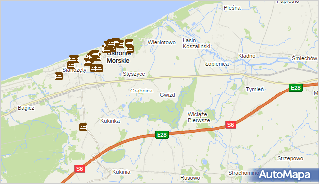 mapa Gwizd, Gwizd na mapie Targeo