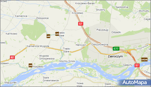 mapa Henrysin gmina Zakroczym, Henrysin gmina Zakroczym na mapie Targeo