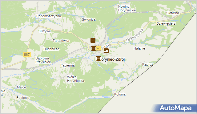 mapa Horyniec-Zdrój, Horyniec-Zdrój na mapie Targeo