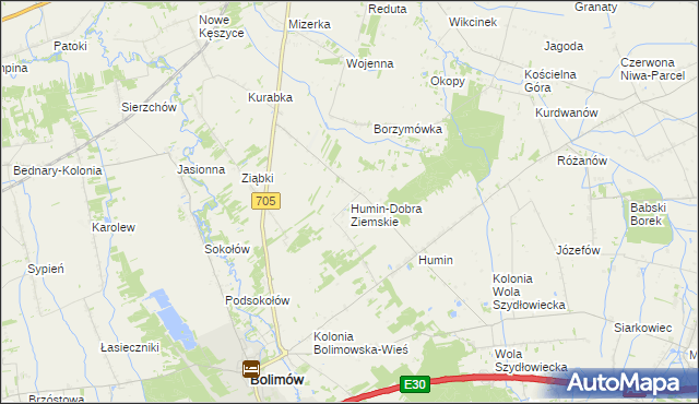 mapa Humin-Dobra Ziemskie, Humin-Dobra Ziemskie na mapie Targeo