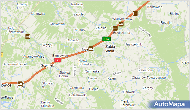 mapa Huta Żabiowolska, Huta Żabiowolska na mapie Targeo