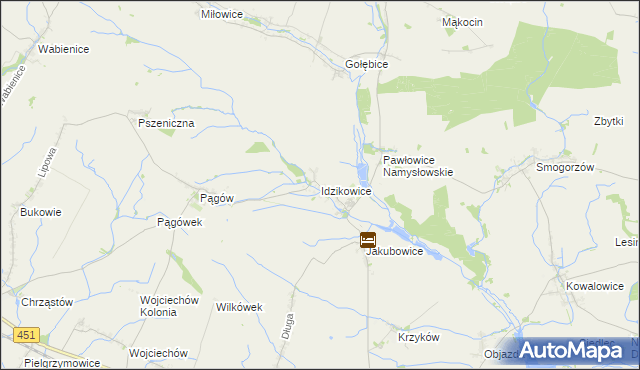 mapa Idzikowice gmina Wilków, Idzikowice gmina Wilków na mapie Targeo