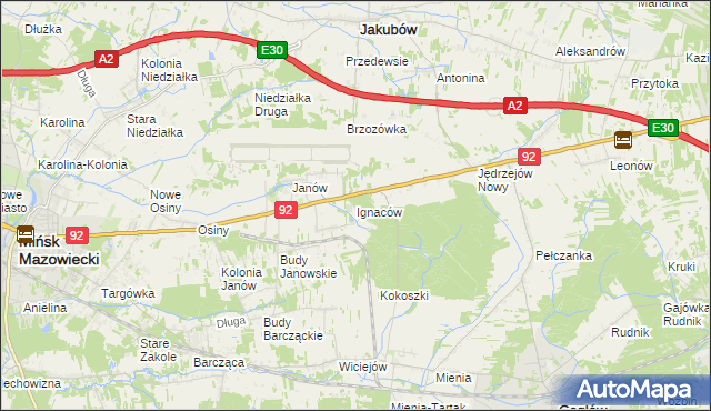 mapa Ignaców gmina Mińsk Mazowiecki, Ignaców gmina Mińsk Mazowiecki na mapie Targeo