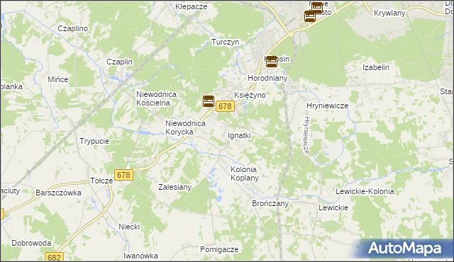 mapa Ignatki gmina Juchnowiec Kościelny, Ignatki gmina Juchnowiec Kościelny na mapie Targeo
