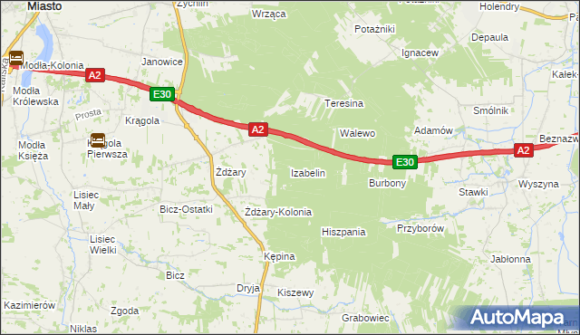 mapa Izabelin gmina Krzymów, Izabelin gmina Krzymów na mapie Targeo