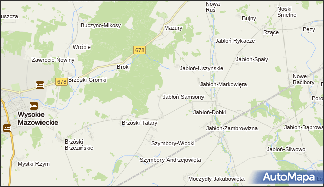 mapa Jabłoń-Samsony, Jabłoń-Samsony na mapie Targeo