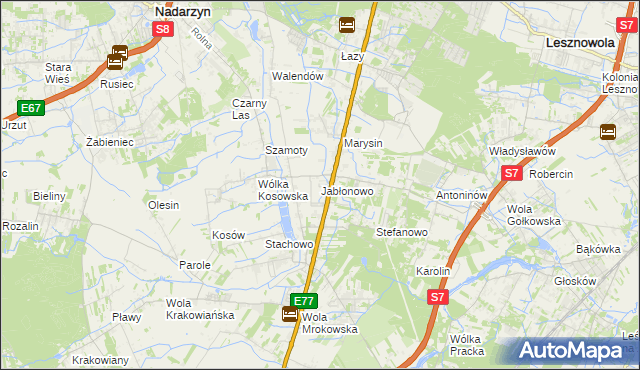mapa Jabłonowo gmina Lesznowola, Jabłonowo gmina Lesznowola na mapie Targeo