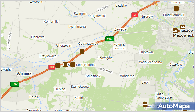 mapa Jadwigów gmina Tomaszów Mazowiecki, Jadwigów gmina Tomaszów Mazowiecki na mapie Targeo