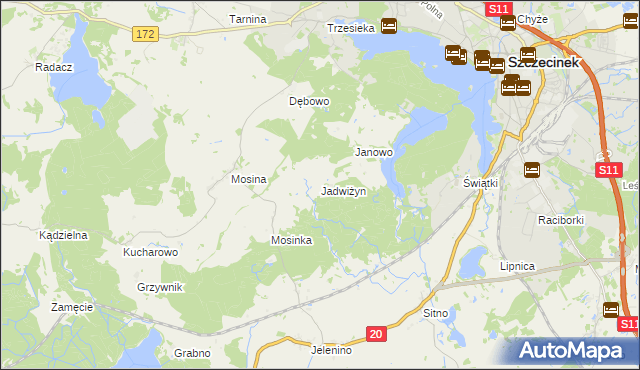 mapa Jadwiżyn gmina Szczecinek, Jadwiżyn gmina Szczecinek na mapie Targeo