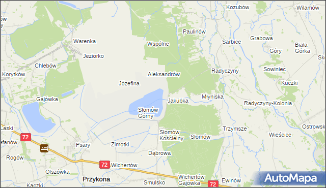 mapa Jakubka, Jakubka na mapie Targeo