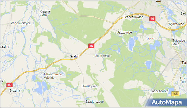 mapa Jakubowice gmina Niemodlin, Jakubowice gmina Niemodlin na mapie Targeo