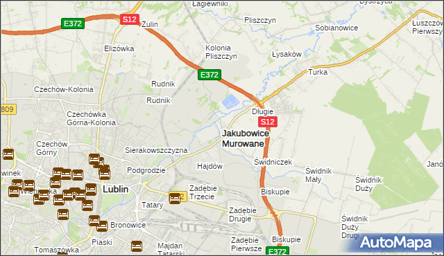 mapa Jakubowice Murowane, Jakubowice Murowane na mapie Targeo