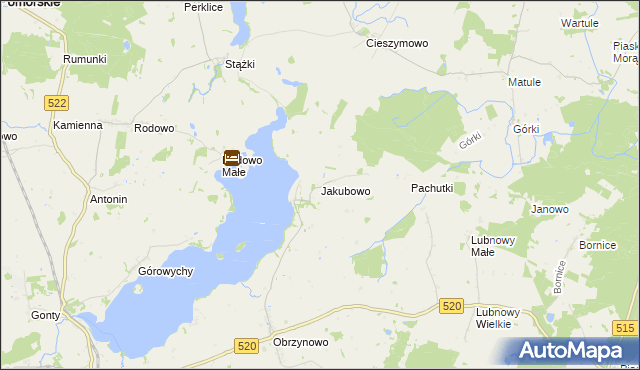 mapa Jakubowo gmina Prabuty, Jakubowo gmina Prabuty na mapie Targeo