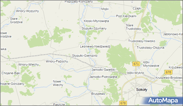 mapa Jamiołki-Kowale, Jamiołki-Kowale na mapie Targeo