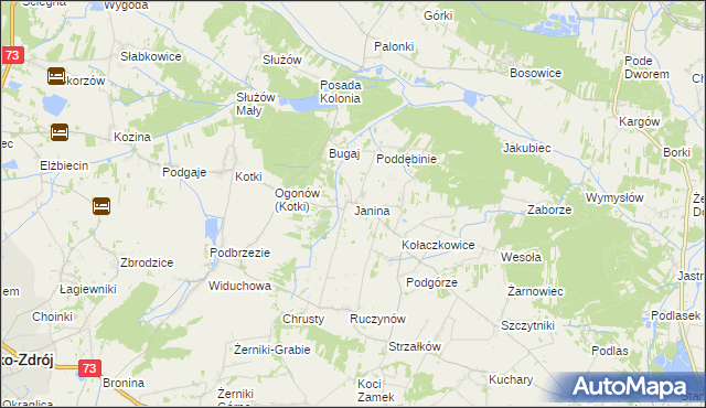 mapa Janina gmina Busko-Zdrój, Janina gmina Busko-Zdrój na mapie Targeo