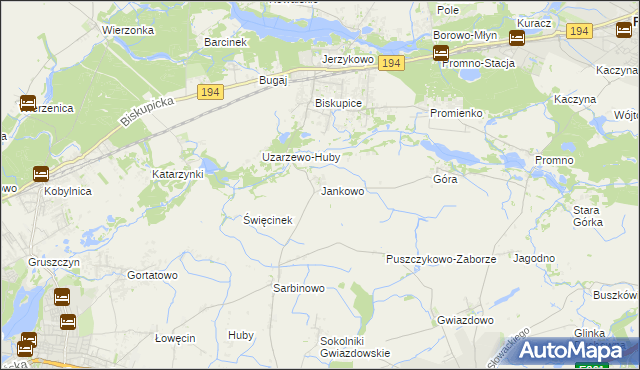 mapa Jankowo gmina Pobiedziska, Jankowo gmina Pobiedziska na mapie Targeo