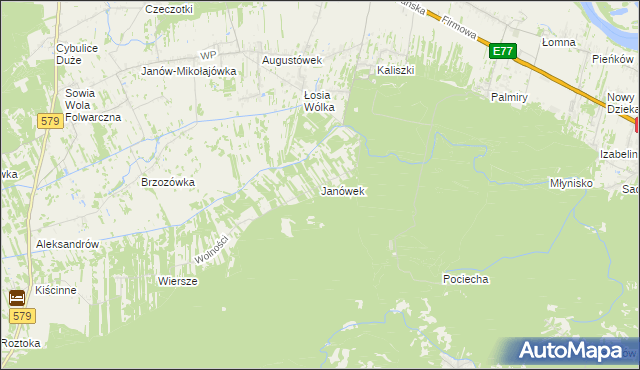 mapa Janówek gmina Czosnów, Janówek gmina Czosnów na mapie Targeo