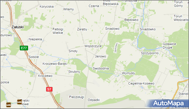 mapa Janowo gmina Zakroczym, Janowo gmina Zakroczym na mapie Targeo