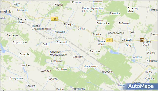 mapa Januszowice gmina Gnojno, Januszowice gmina Gnojno na mapie Targeo