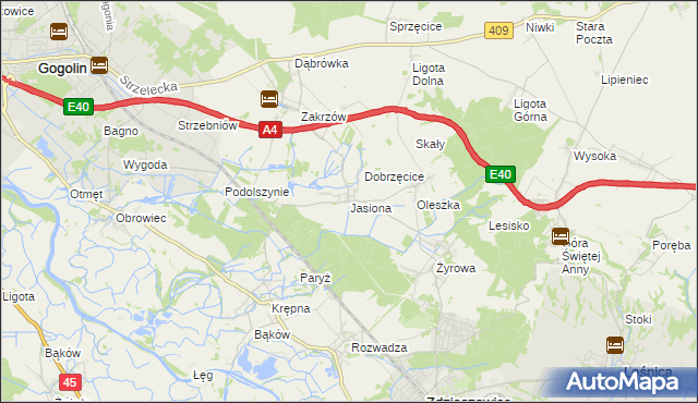 mapa Jasiona gmina Zdzieszowice, Jasiona gmina Zdzieszowice na mapie Targeo