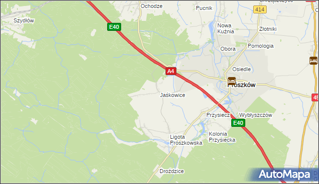 mapa Jaśkowice gmina Prószków, Jaśkowice gmina Prószków na mapie Targeo