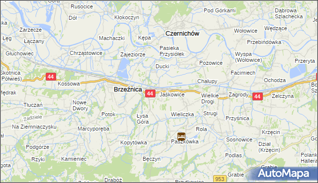 mapa Jaśkowice gmina Skawina, Jaśkowice gmina Skawina na mapie Targeo