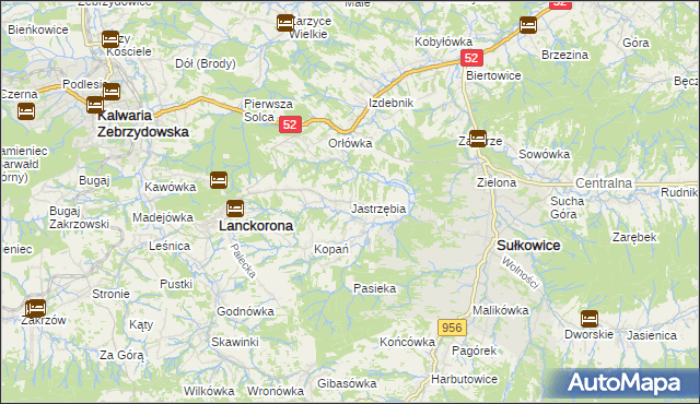 mapa Jastrzębia gmina Lanckorona, Jastrzębia gmina Lanckorona na mapie Targeo