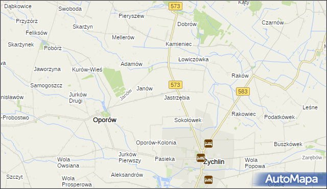 mapa Jastrzębia gmina Oporów, Jastrzębia gmina Oporów na mapie Targeo