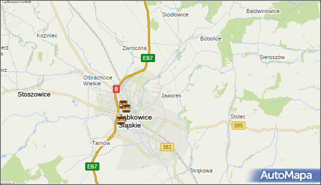 mapa Jaworek gmina Ząbkowice Śląskie, Jaworek gmina Ząbkowice Śląskie na mapie Targeo