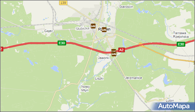 mapa Jaworki gmina Rzepin, Jaworki gmina Rzepin na mapie Targeo