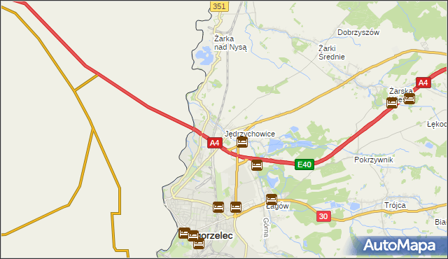 mapa Jędrzychowice gmina Zgorzelec, Jędrzychowice gmina Zgorzelec na mapie Targeo